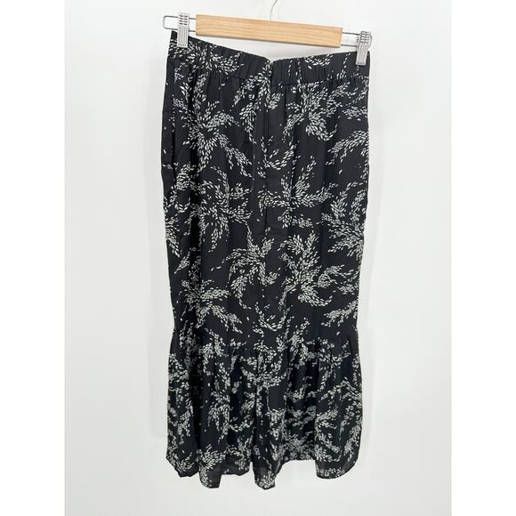 Entro Skirt Women Small Black White Printed Button Front Elastic Waist Maxi - Picture 2 of 10